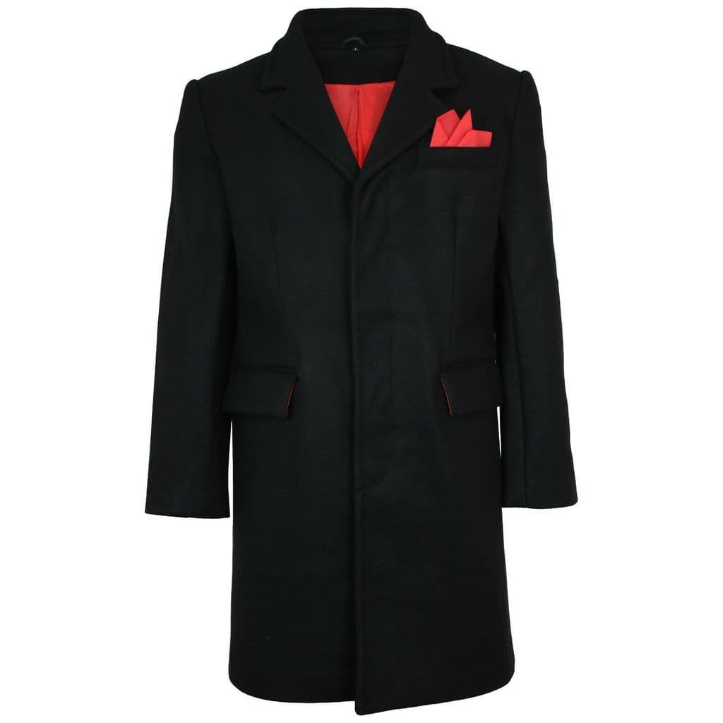 Relco Mens Mod Coat Overcoat With Red Lining 80 Wool Original