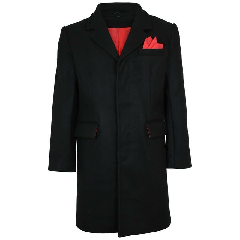 Relco Mens Mod Coat Overcoat With Red Lining 80% Wool Original