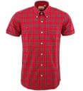 Relco Mens Red Check Tartan Short Sleeve Button Down Shirt Spring '22 Range