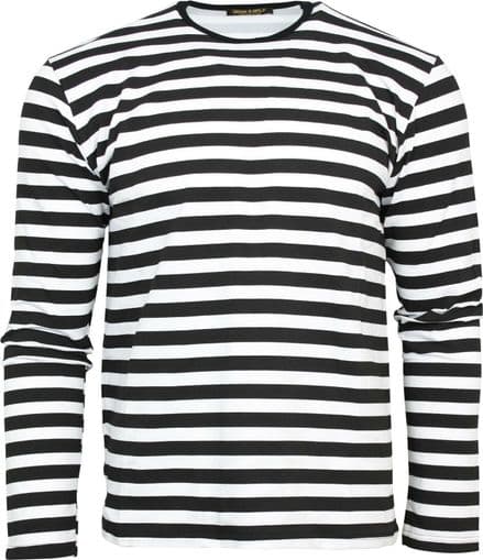Run & Fly Black and White Striped Long Sleeved Stripey T-Shirt 60s Retro Indie