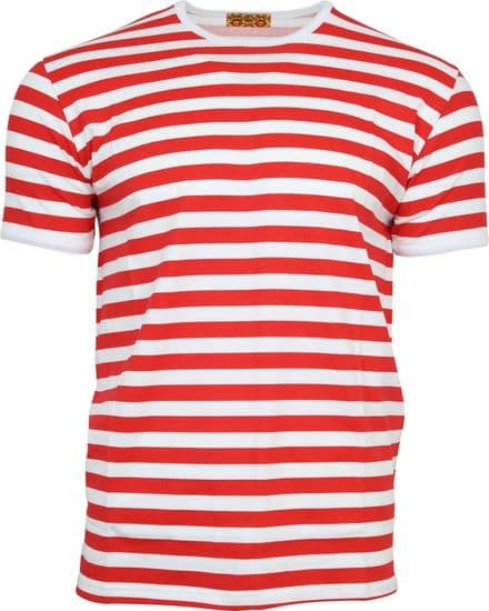 Run & Fly White and Red Striped Short Sleeve T-Shirt 60s Retro - 264003296019