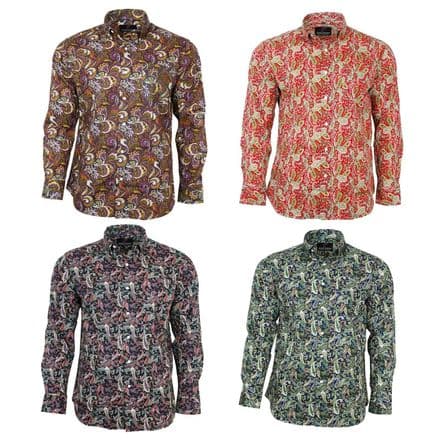 Valiant Mens Multi Coloured Paisley Long Sleeved Button Down Vintage Shirt 60s