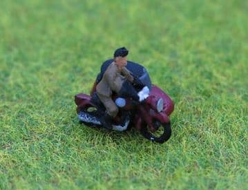 PDX76 PD Marsh N Gauge Painted 1950's Motorbike, Sidecar & Rider##Out Of Stock##
