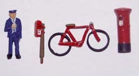 PDZ07 Postman, bike and 2 postboxes ##Out Of Stock##
