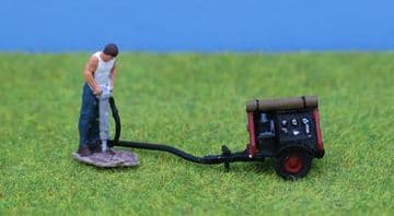 PDZ38 PD Marsh OO Gauge Man with Pneumatic Drill & Compresso