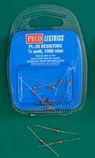 PL29  1/4 watt, 1000 ohm, Resistors, pack of 10