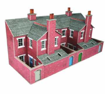 PO276 Low Relief Terraced House Backs - Red Brick