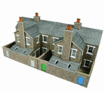 PO277 Low Relief Terraced House Backs - Stone