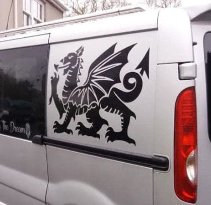 2 x TVP - Rear Quarter  Welsh Dragon Stickers WALES