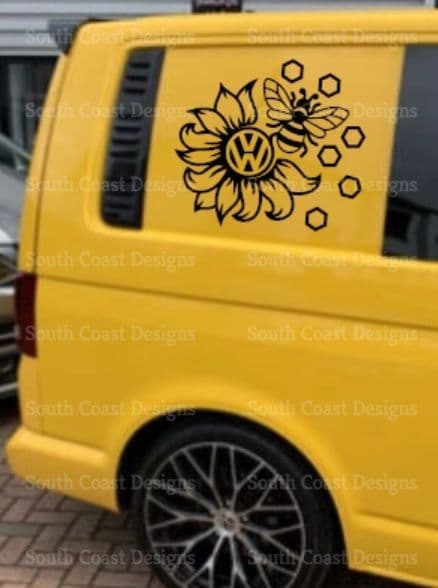 2 x  VW Side Designs  - VW Logo With Sunflower And Bee