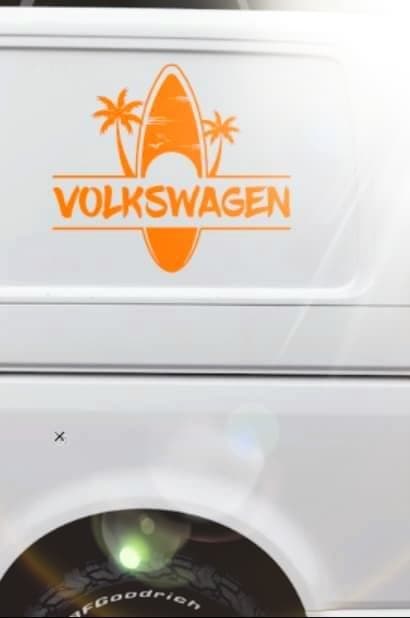 2 x VW Surf Board Volkswagen  Stickers - Choice Of Colour