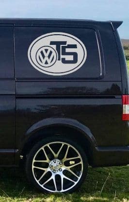 2 x VW T5 Logo Stickers - Choice Of Colour