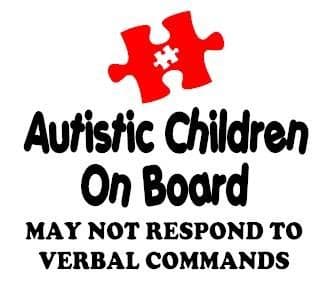 Autistic Children On Board - May Not Respond -  Choice Of Colour For Jigsaw Piece & Writing