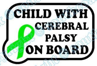 Child With Cerebral Palsy On Board  - Green Ribbon