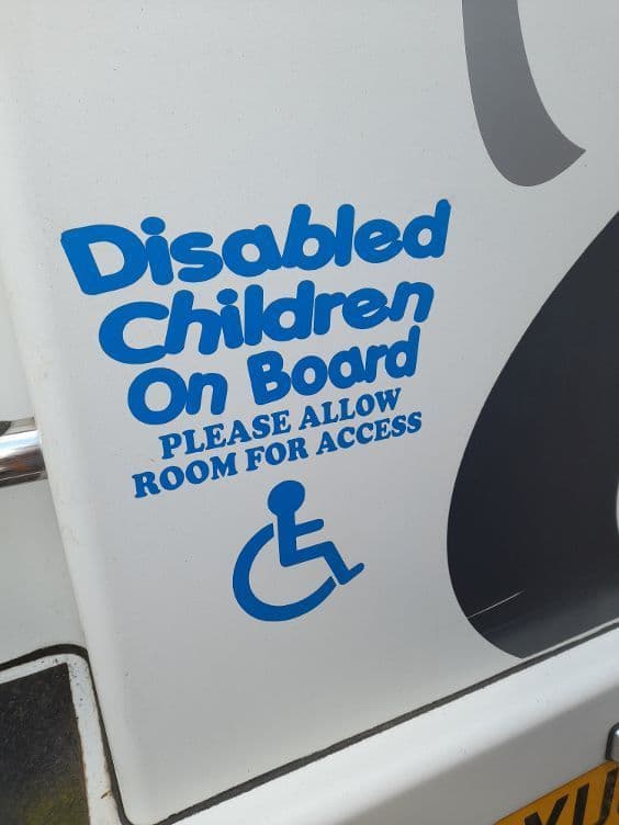 Disabled Children On Board Car Sticker - Choice Of Colour