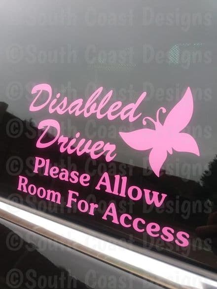 Disabled Driver Or Passenger - Please Allow Room For Access - With Butterfly