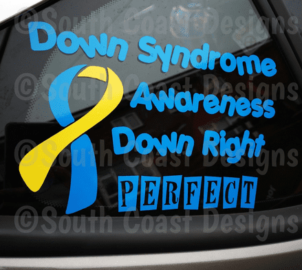 Down Syndrome - Down Right Perfect - Yellow Ribbon & Blue Ribbon