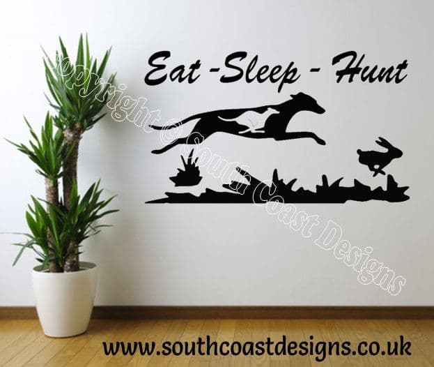 Eat Sleep Hunt Wall Sticker - Greyhound - Lurcher - Whippet