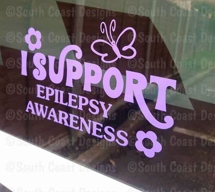 I Support Epilepsy Awareness - Car Sticker With Butterfly