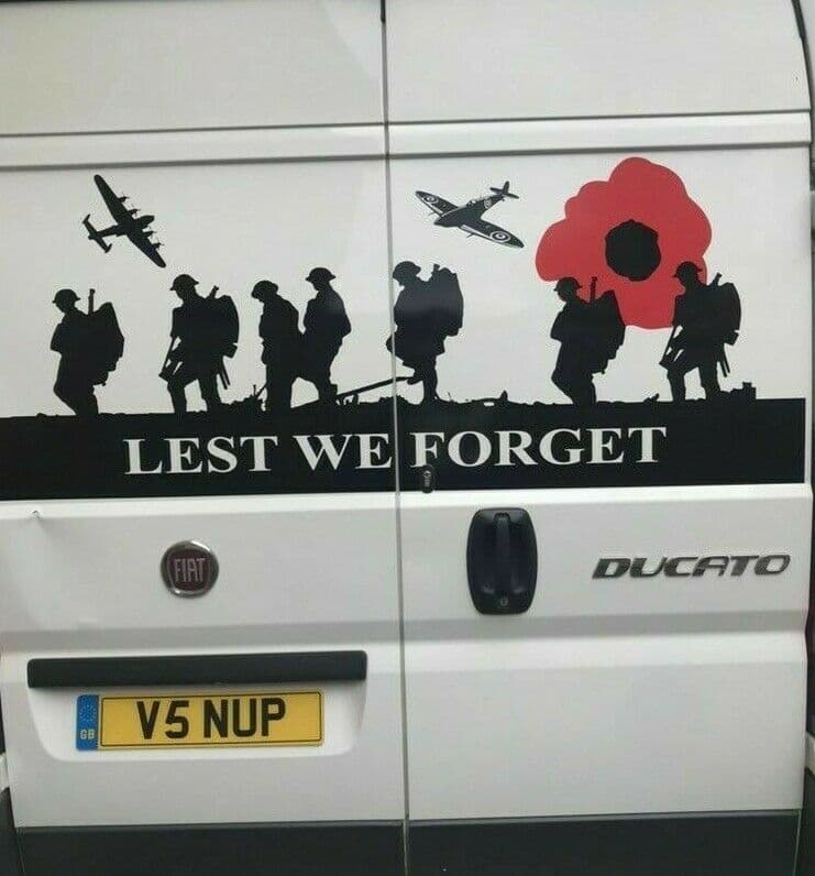 Lest We Forget - FIAT DUCATO  Back Door Sticker (Any Year)