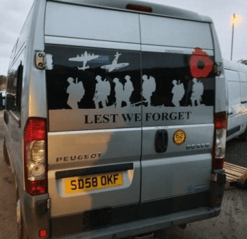 Lest We Forget - Peugeot Boxer Back Door Sticker (Any Year)