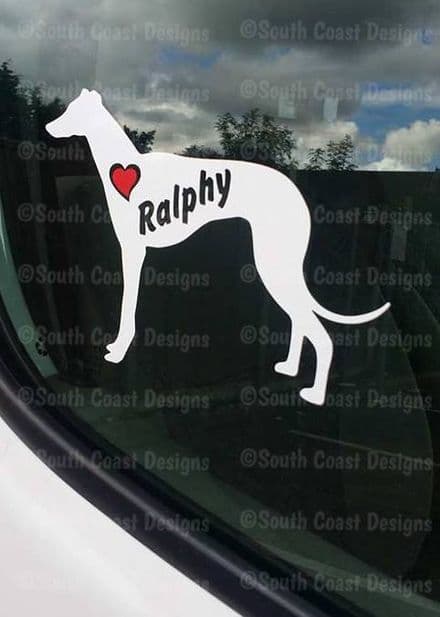 Lurcher Greyhound Whippet Sticker With Name & Heart - Can Be Stuck Anywhere