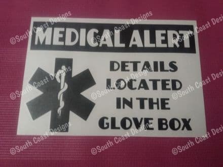 Medical Alert Car Sticker - Details Located In The Glove Box