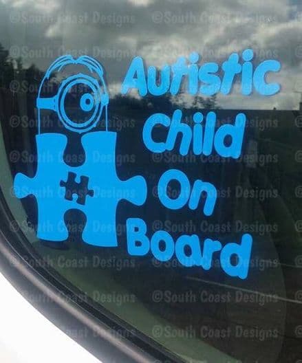 Minion Sticker With Jigsaw - Autistic Child On Board