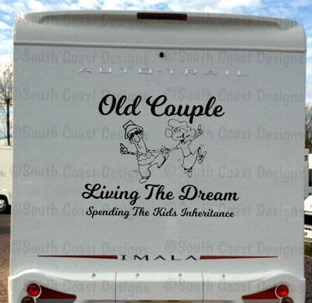 Old Couple Living The Dream - Camper Sticker (2 Sizes Available)