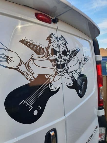 Skull With Guitars -  TVP Back Doors Decal Sticker