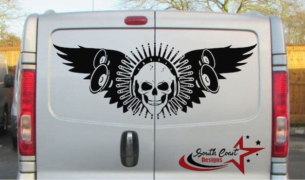 Skull With Wings & Headphones -  TVP Back Doors Decal Sticker