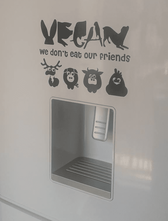 Vegan Sticker - We Don't Eat Our Friends - 2 Sizes Available - For Fridge Or Wall etc