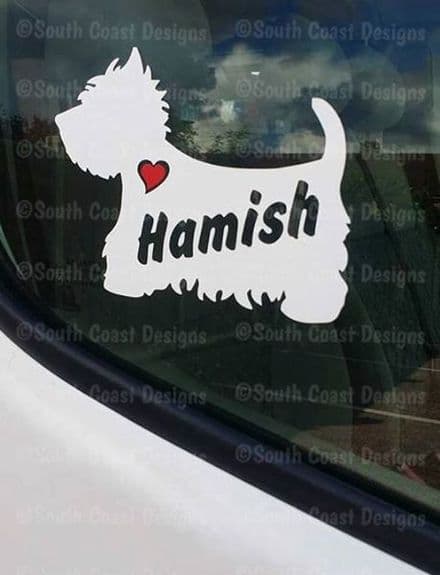 Westie - West Highland Terrier Sticker With Name & Heart - Can Be Stuck Anywhere