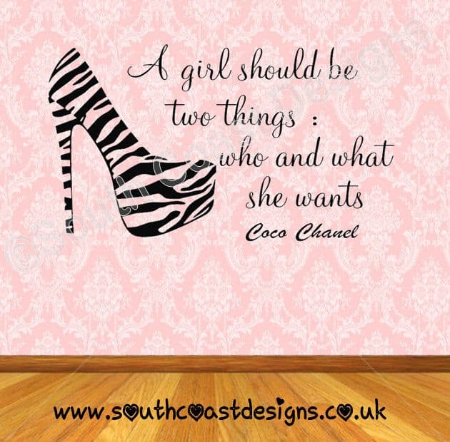 Zebra Shoe & Coco Chanel Quote - A Girl Should Be Two Things
