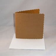 6" x 6" Brown Kraft Scalloped Greeting Card Blanks With Envelopes