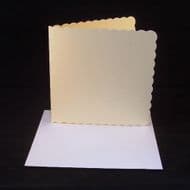 8" x 8" Cream Scalloped Greeting Card Blanks With Envelopes
