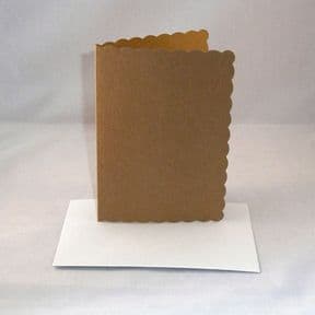 A6 Brown Kraft Scalloped Greeting Card Blanks With Envelopes