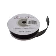 Black 15mm x 22 Meters Organza Ribbon For Favour Boxes & Crafts - Stella Crafts