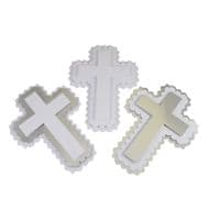 Large 3D Scalloped Cross Card Topper x 4. Perfect Toppers For Wedding Cards, Invites.