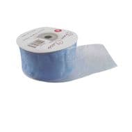 Light Blue 40mm x 22 Meters Organza Ribbon For Favour Boxes & Crafts - Stella Crafts