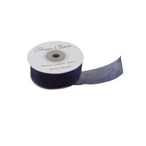Navy Blue 25mm x 22 Meters Organza Ribbon For Favour Boxes & Crafts - Stella Crafts