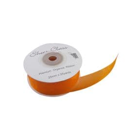 Orange 25mm x 22 Meters Organza Ribbon For Favour Boxes & Crafts - Stella Crafts