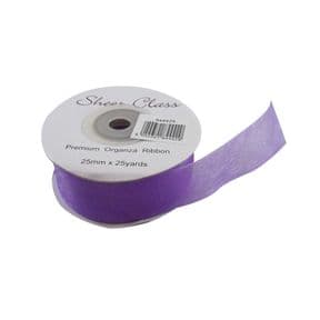 Purple 25mm x 22 Meters Organza Ribbon For Favour Boxes & Crafts - Stella Crafts