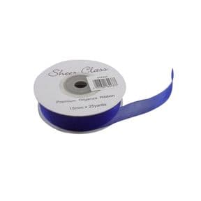 Royal Blue 15mm x 22 Meters Organza Ribbon For Favour Boxes & Crafts - Stella Crafts