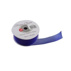 Royal Blue 25mm x 22 Meters Organza Ribbon For Favour Boxes & Crafts - Stella Crafts