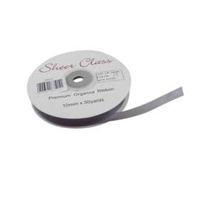 Silver (Matt) 10mm x 45 Meters Organza Ribbon For Favour Boxes & Crafts - Stella Crafts