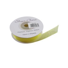 Yellow 15mm x 22 Meters Organza Ribbon For Favour Boxes & Crafts - Stella Crafts