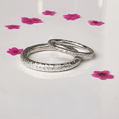 "Hawthorn" Pitted Textured Round Wedding Ring Workshop
