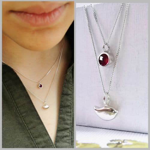 A Robin By My Side Double Memory Necklace Pendant