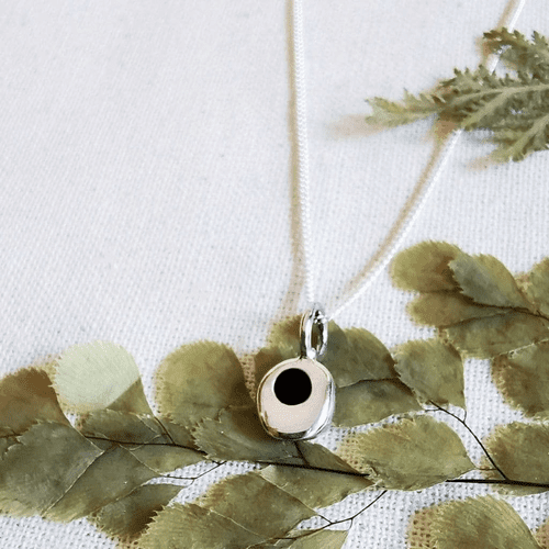 Dainty Pebble Pendant with Memory Item - (Ash under Black Resin In Photo)